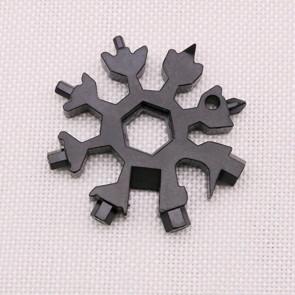 18-in-1 Pocket Multi Tool Keychain Snow Flake Steel Flat Cross Household Hand